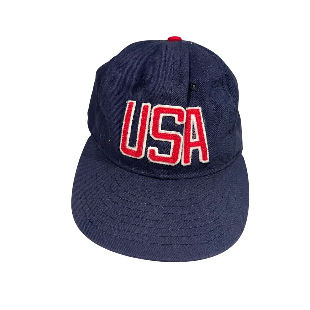 Ebbets Field Flannels USA Hat Vintage Authentic Made USA Strapback Cap Navy